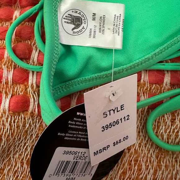 NWT BODY GLOVE DRAPED HILO SMOOTHIES BIKINI TOP Green - Picture 5 of 5